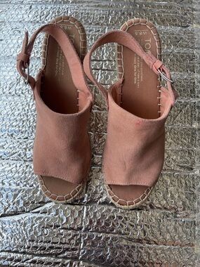 Open-Toe Suede Espadrille Slingback Sandals in Dusty Rose